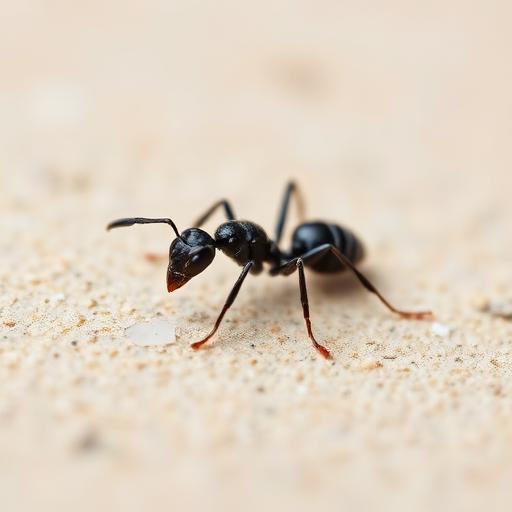 Line of black ants marching on a kitchen counter