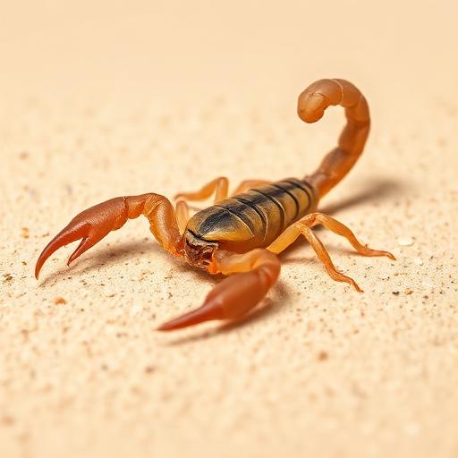 Close-up of a scorpion showing its segmented tail and pincers